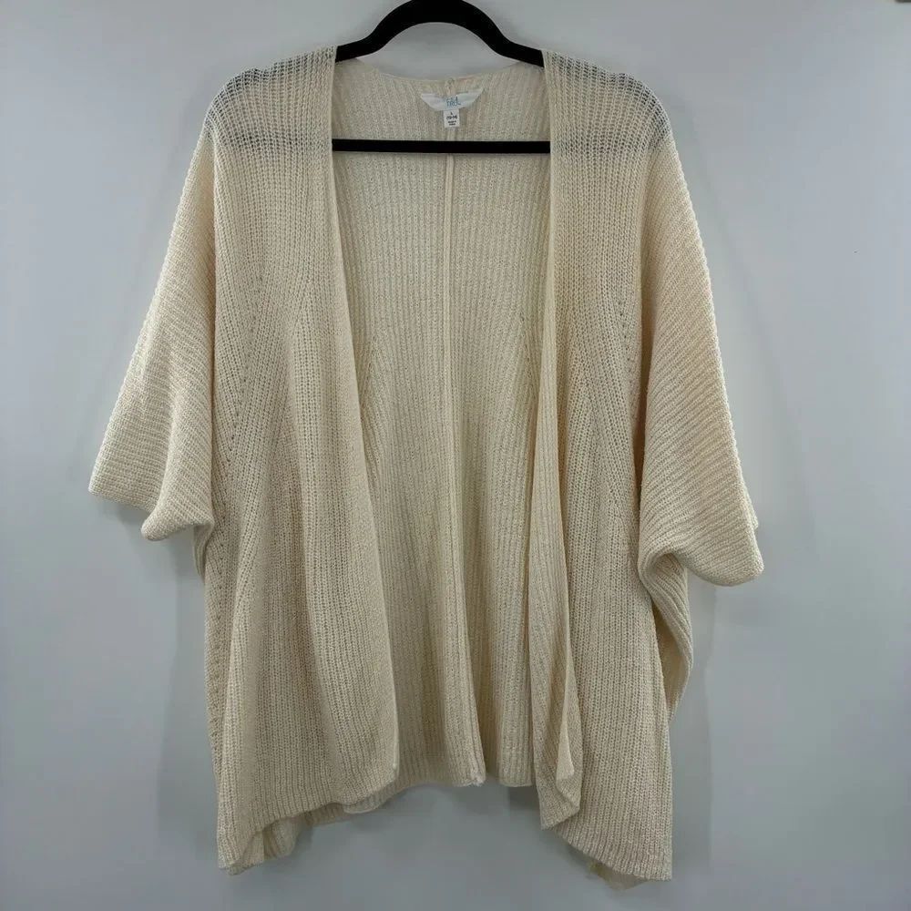 3For$20 Time & TruโCream Open-Front Knit Sweater size: Large